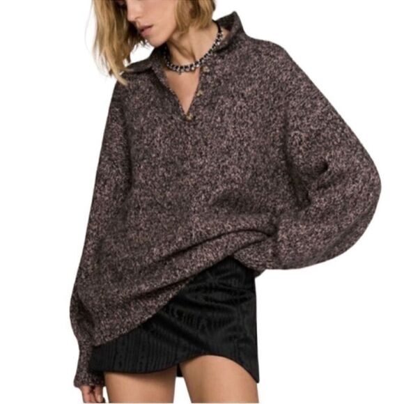 Zara Marbled Knit Brown & Pink Oversized
Sweater (Size Small) - Picture 1 of 9